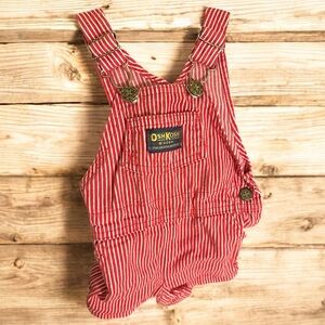 VINTAGE OshKosh B'gosh Red Striped Kids Overalls 12m